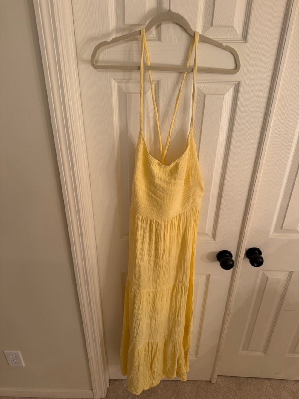 Lush Light Yellow Spaghetti-Strap Maxi Dress
